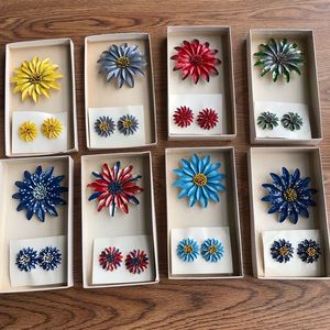 Lot Of Vintage Brooch and Clip-on Earrings Set